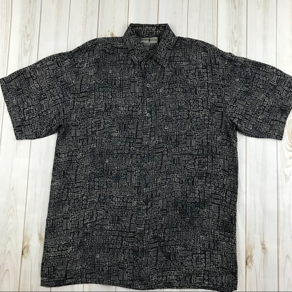 Robert stock silk shirt with geometrics size large